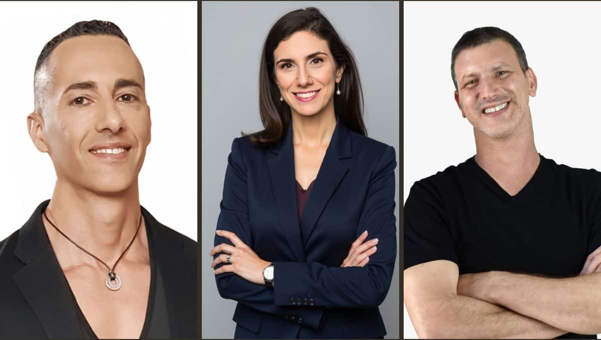 בין מרצי הכנס (מימין לשמאל): ניב פרן, ד"ר קארין אלמן-שינה וד"ר שון פורטל. צילום: יח"צ